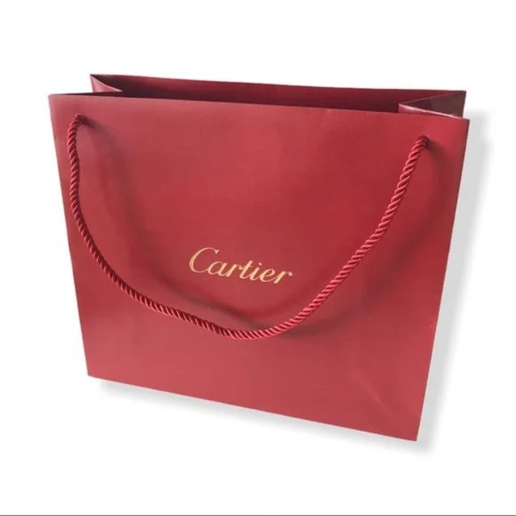 Cartier Shopping Bag Red and Gold Tone with Rope Handles - Picture 1 of 3